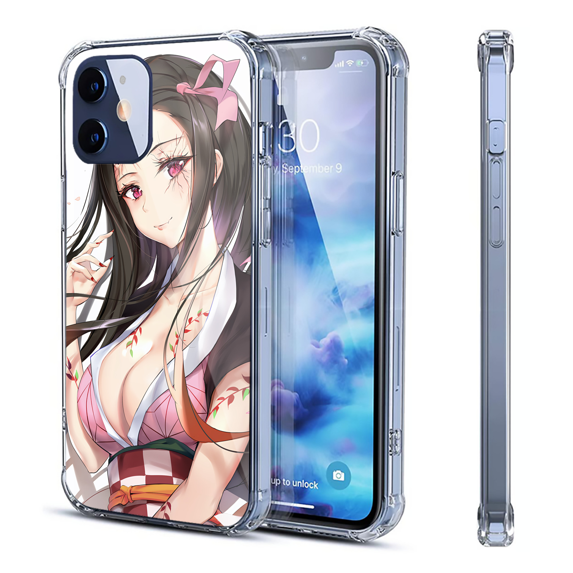 （画像用） 鬼滅の刃（きめつのやいば）竈門 禰󠄀豆子／かまど ねずこ Kamado Nezuko 【iPhone 12シリーズ対応】透明スマホケース（クリアソフトケース）